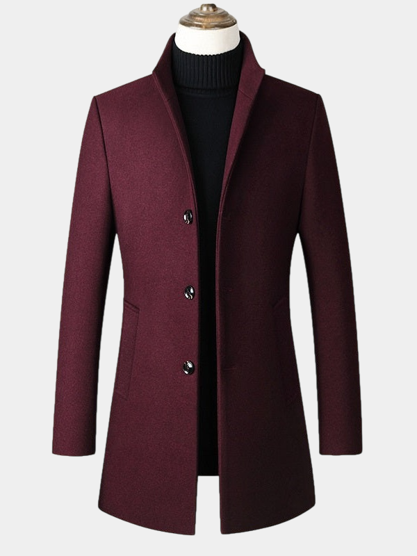 Thickened Refined Stand Collar Wool Coat