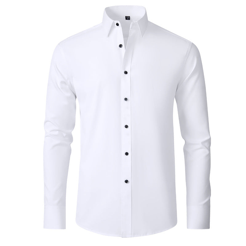 Men's Elastic Dress Shirts, Slim Fit Long Sleeves Shirts