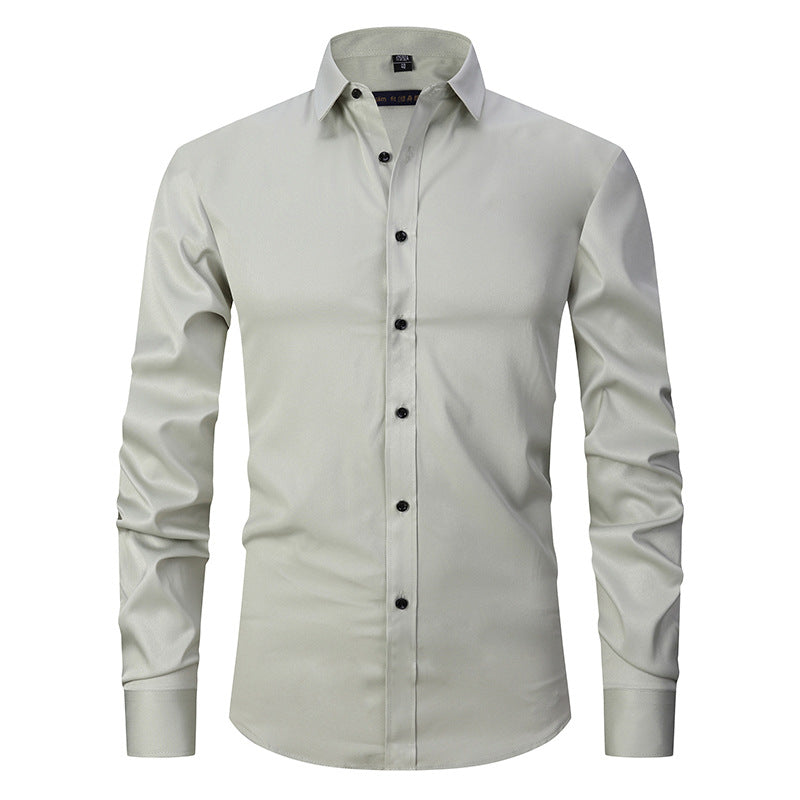 Men's Elastic Dress Shirts, Slim Fit Long Sleeves Shirts