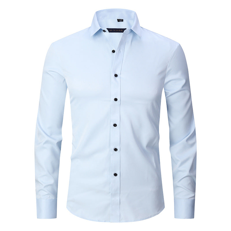 Men's Elastic Dress Shirts, Slim Fit Long Sleeves Shirts