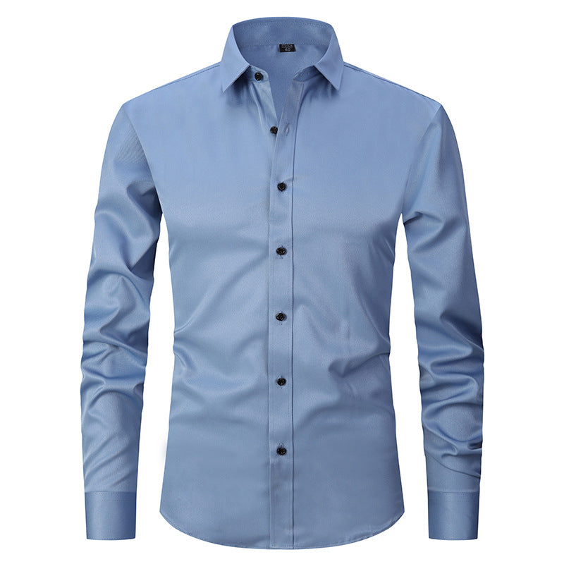 3 Pcs Men's Elastic Dress Shirts, Slim Fit Long Sleeves Shirts