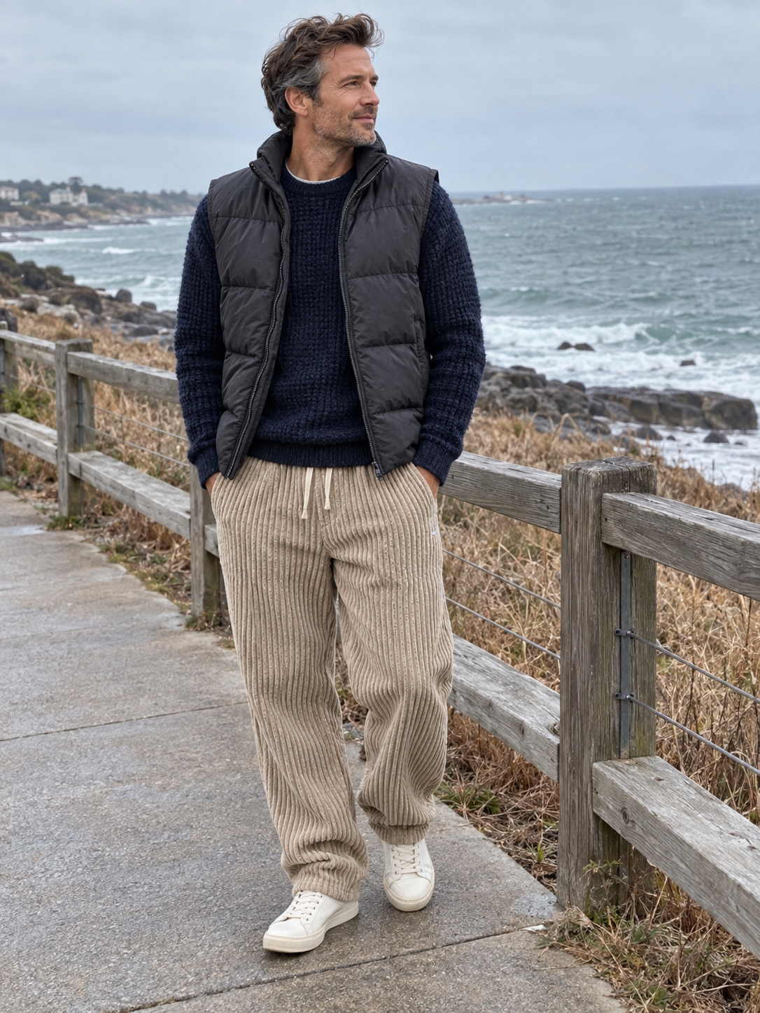Relaxed Fit Thick Corduroy Drawstring Pants