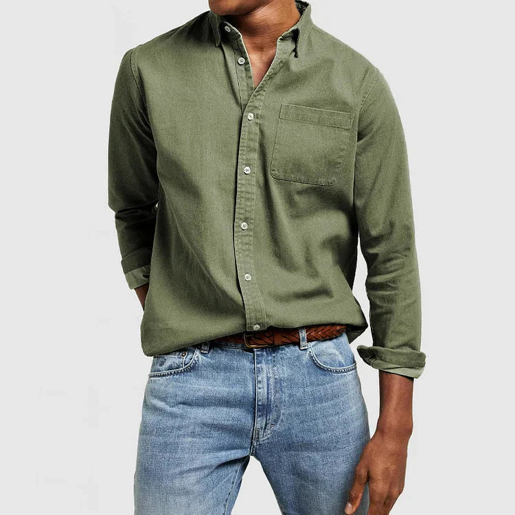 Men's Casual Long Sleeves Work Denim Shirt