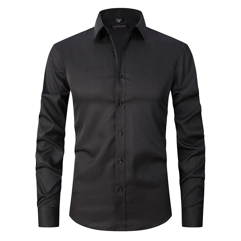 Men's Elastic Dress Shirts, Slim Fit Long Sleeves Shirts