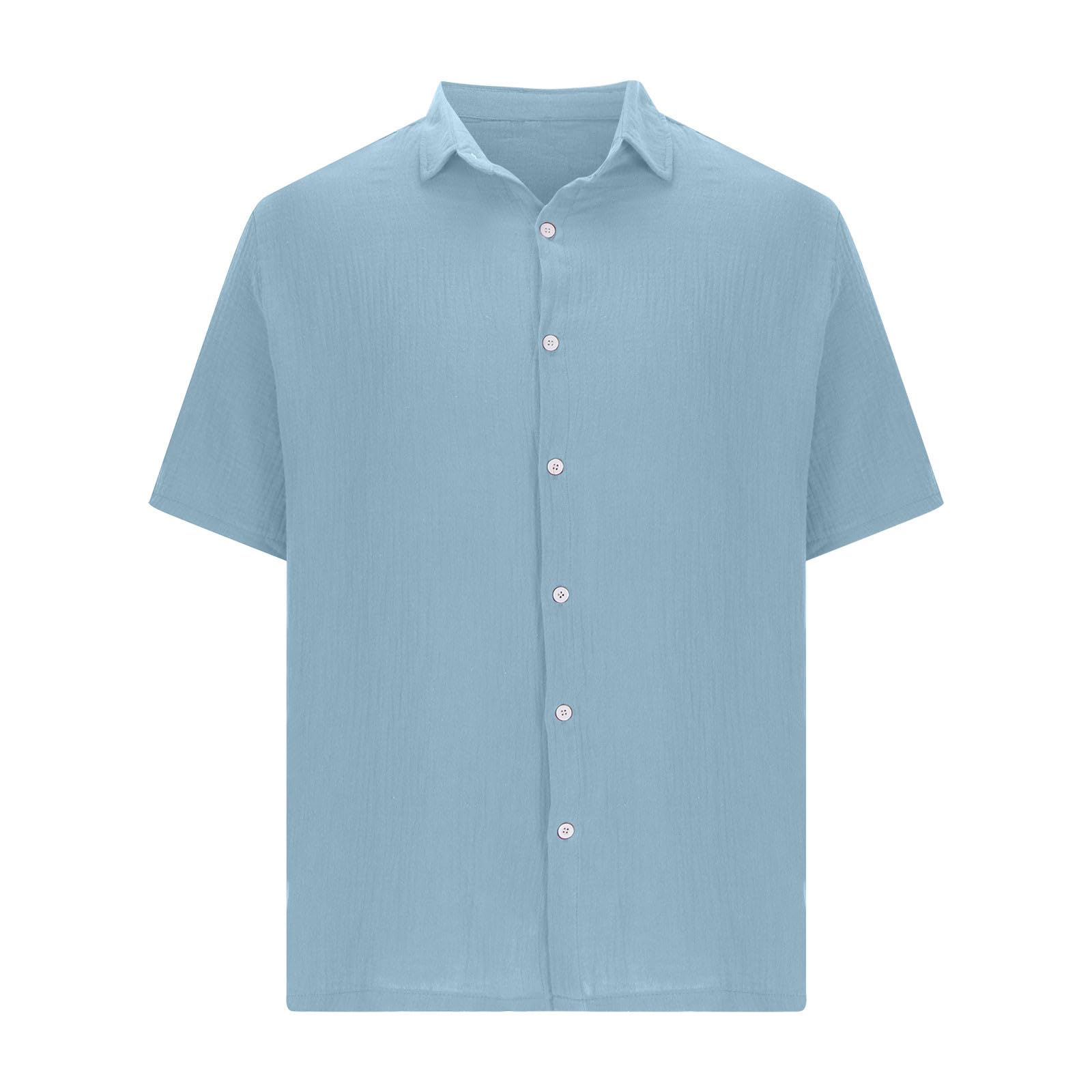 Men's Premium Loose Waffle Lapel Collar 100% Cotton Shirt