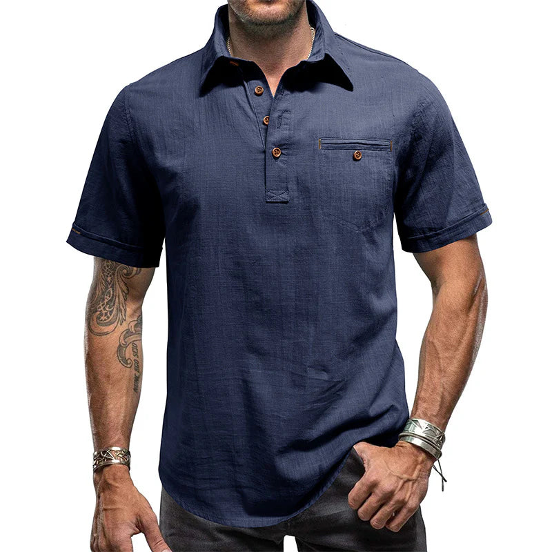 Men's Cotton Linen Business Casual Work Shirt