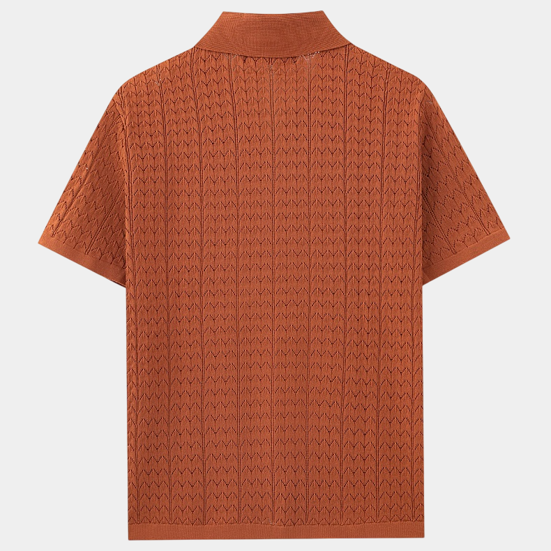 Vintage Textured Knit Cuban Collar Shirt
