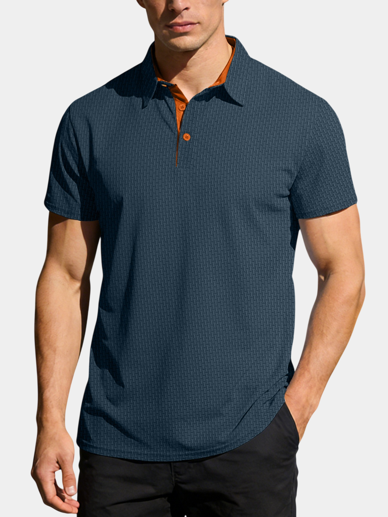 Ice-Feel Textured Stretch Polo Shirt