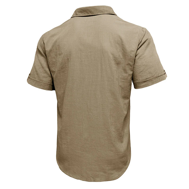 Men's Cotton Linen Business Casual Work Shirt