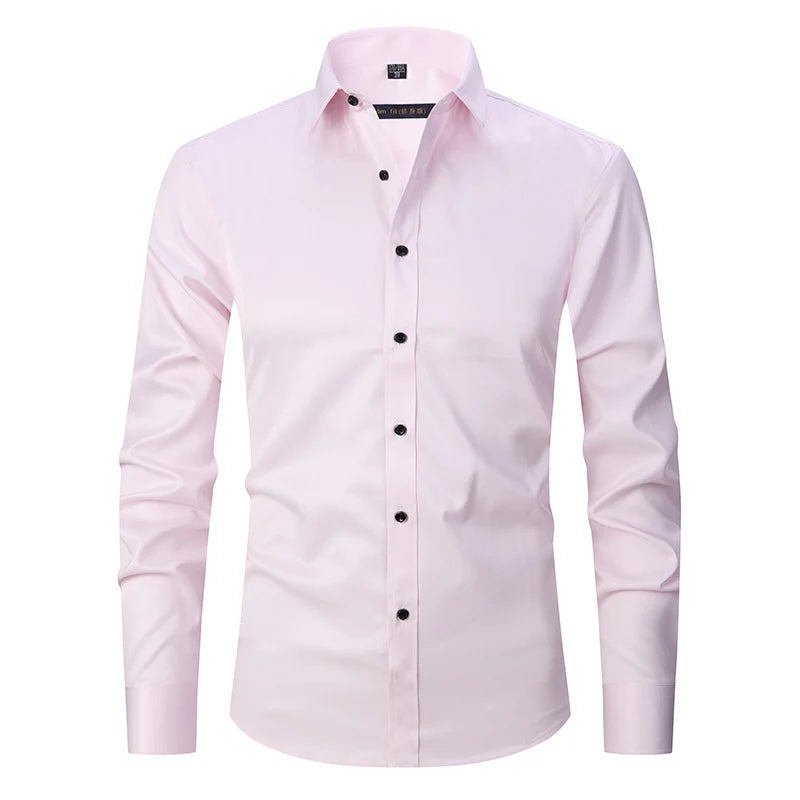 Men's Elastic Dress Shirts, Slim Fit Long Sleeves Shirts