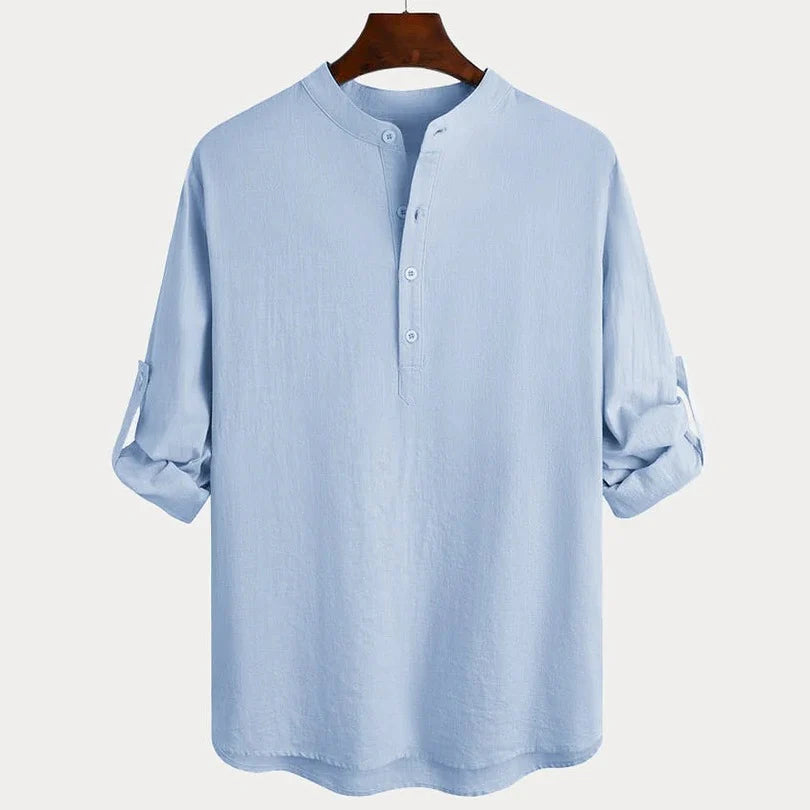Men's Casual 100% Cotton Long-Sleeve Shirt