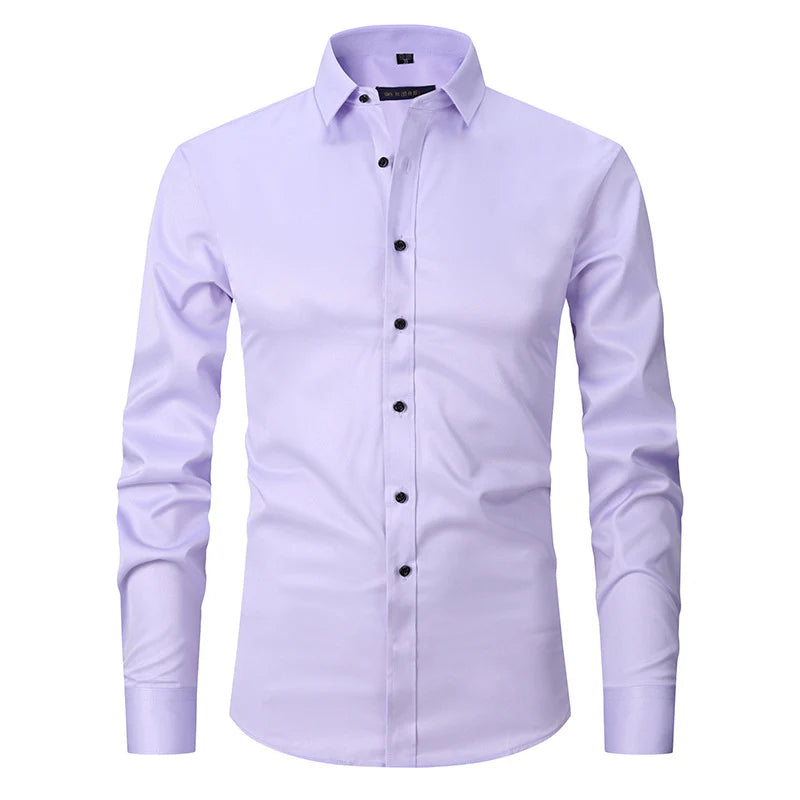 Men's Elastic Dress Shirts, Slim Fit Long Sleeves Shirts
