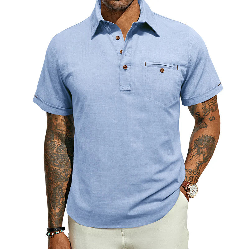 Men's Cotton Linen Business Casual Work Shirt