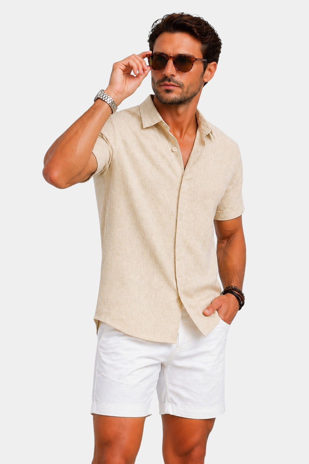 Casual Cotton Linen Short Sleeve Shirt