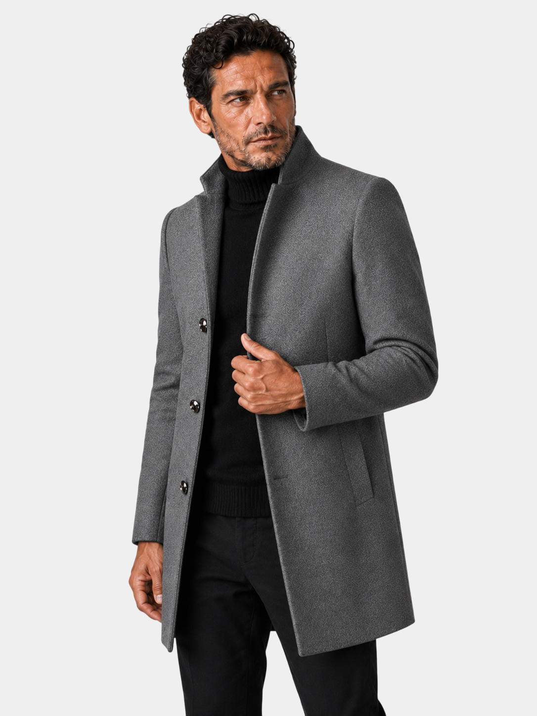 Thickened Refined Stand Collar Wool Coat