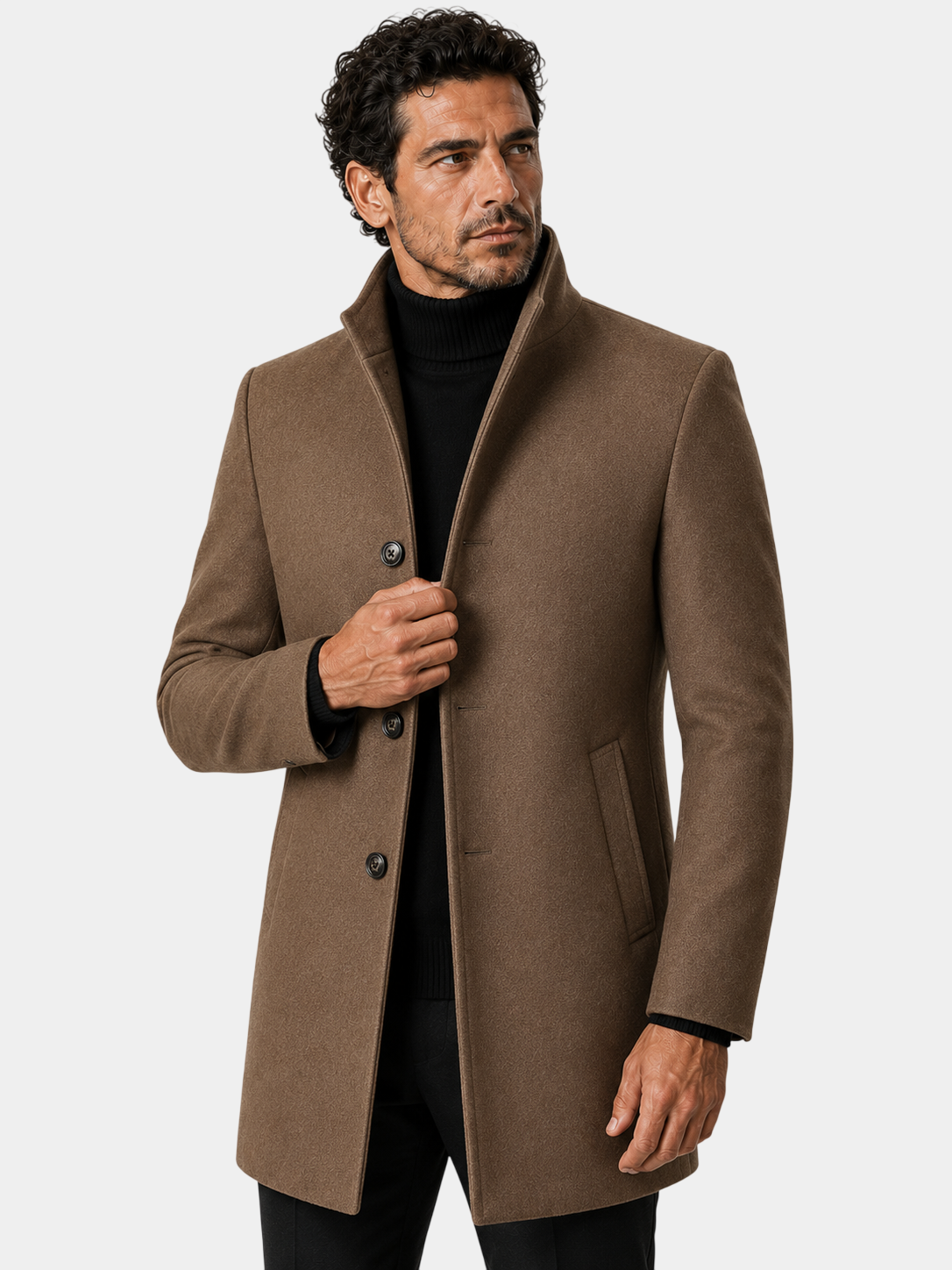 Thickened Refined Stand Collar Wool Coat
