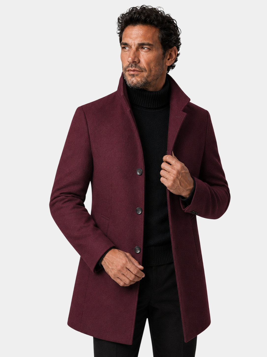 Thickened Refined Stand Collar Wool Coat