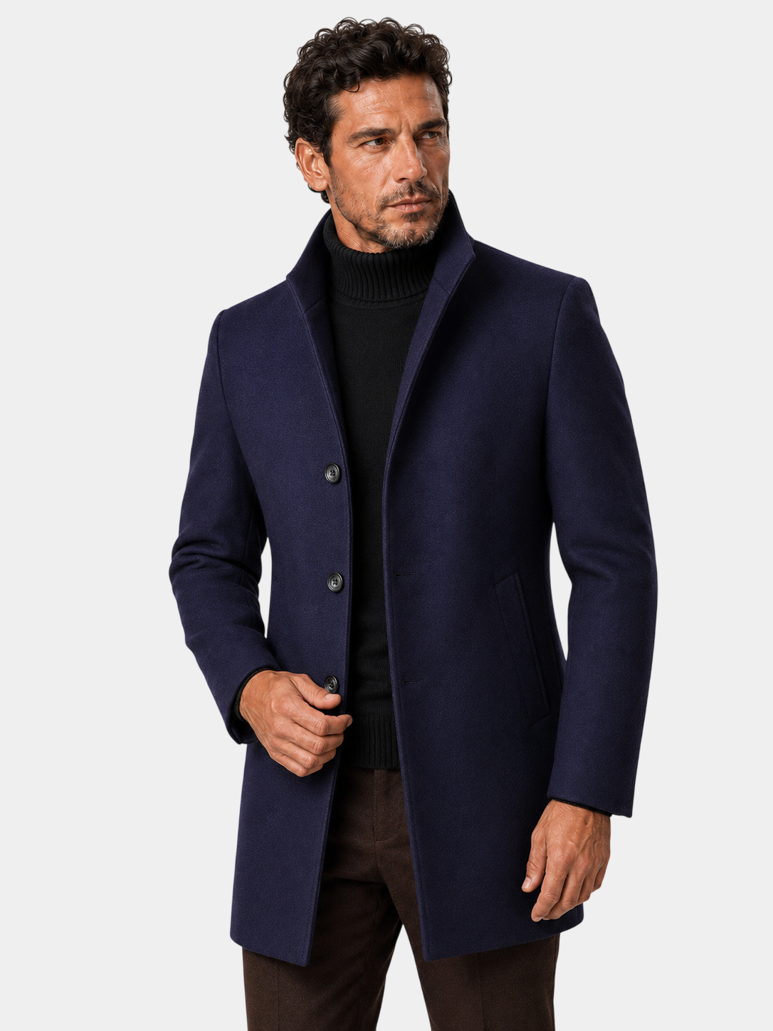 Thickened Refined Stand Collar Wool Coat