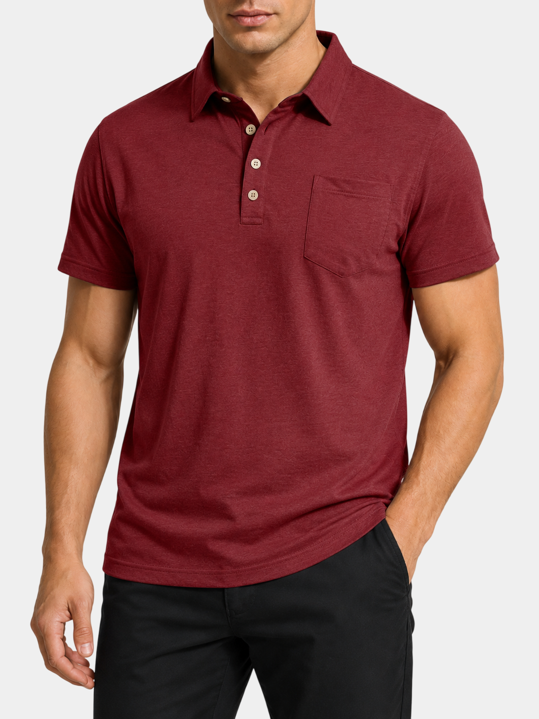 Stretch Cotton-Blend Pocket Short Sleeve Shirt