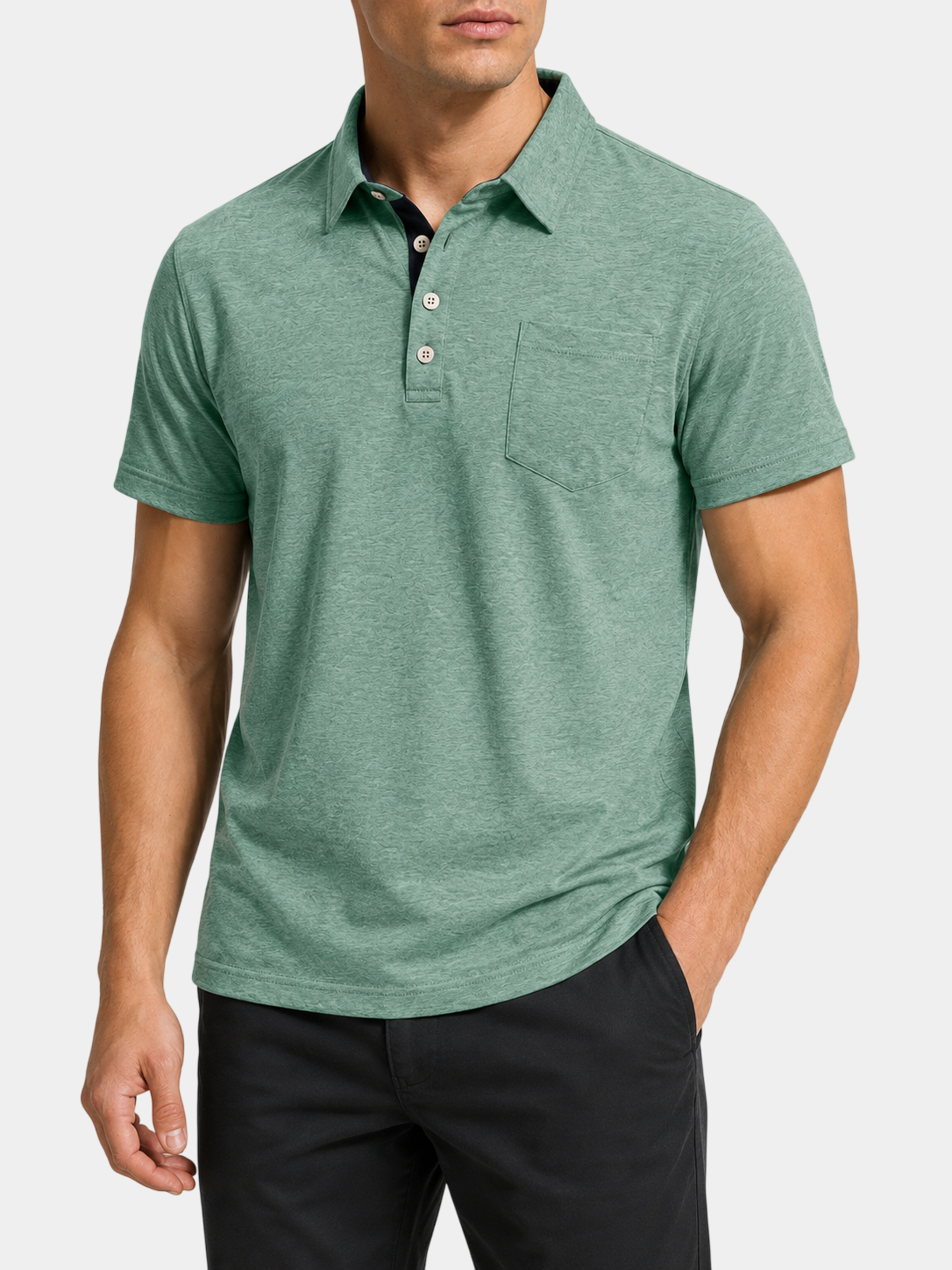 Stretch Cotton-Blend Pocket Short Sleeve Shirt