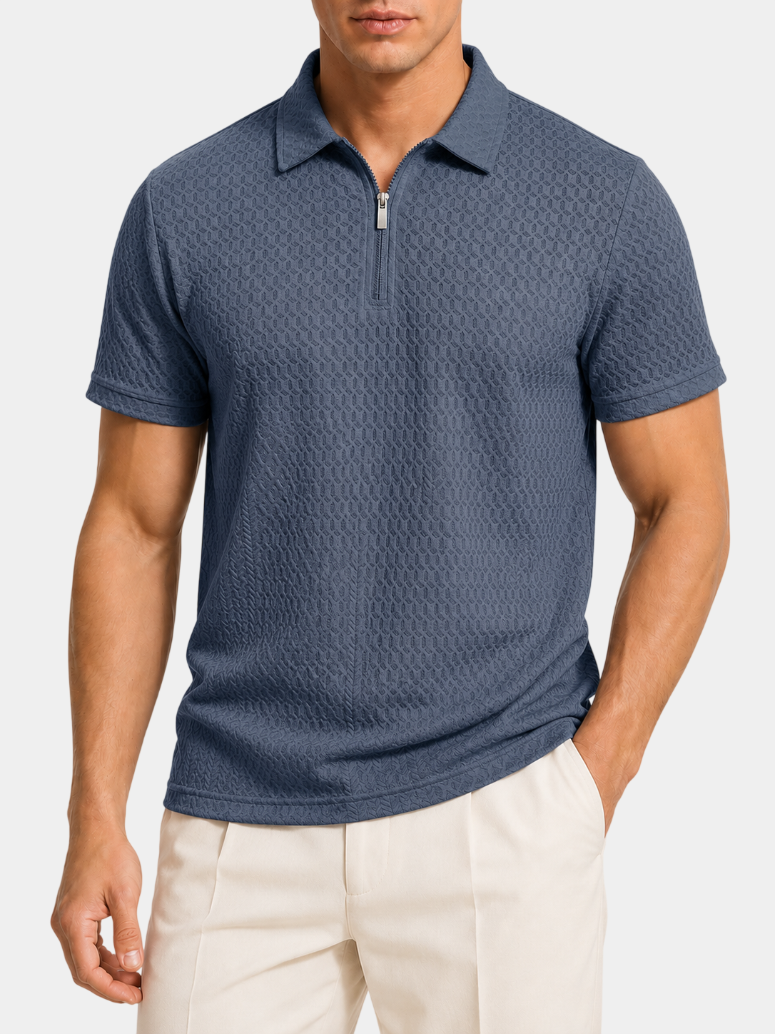 Nylon Stretch Jacquard Golf Polo Shirt