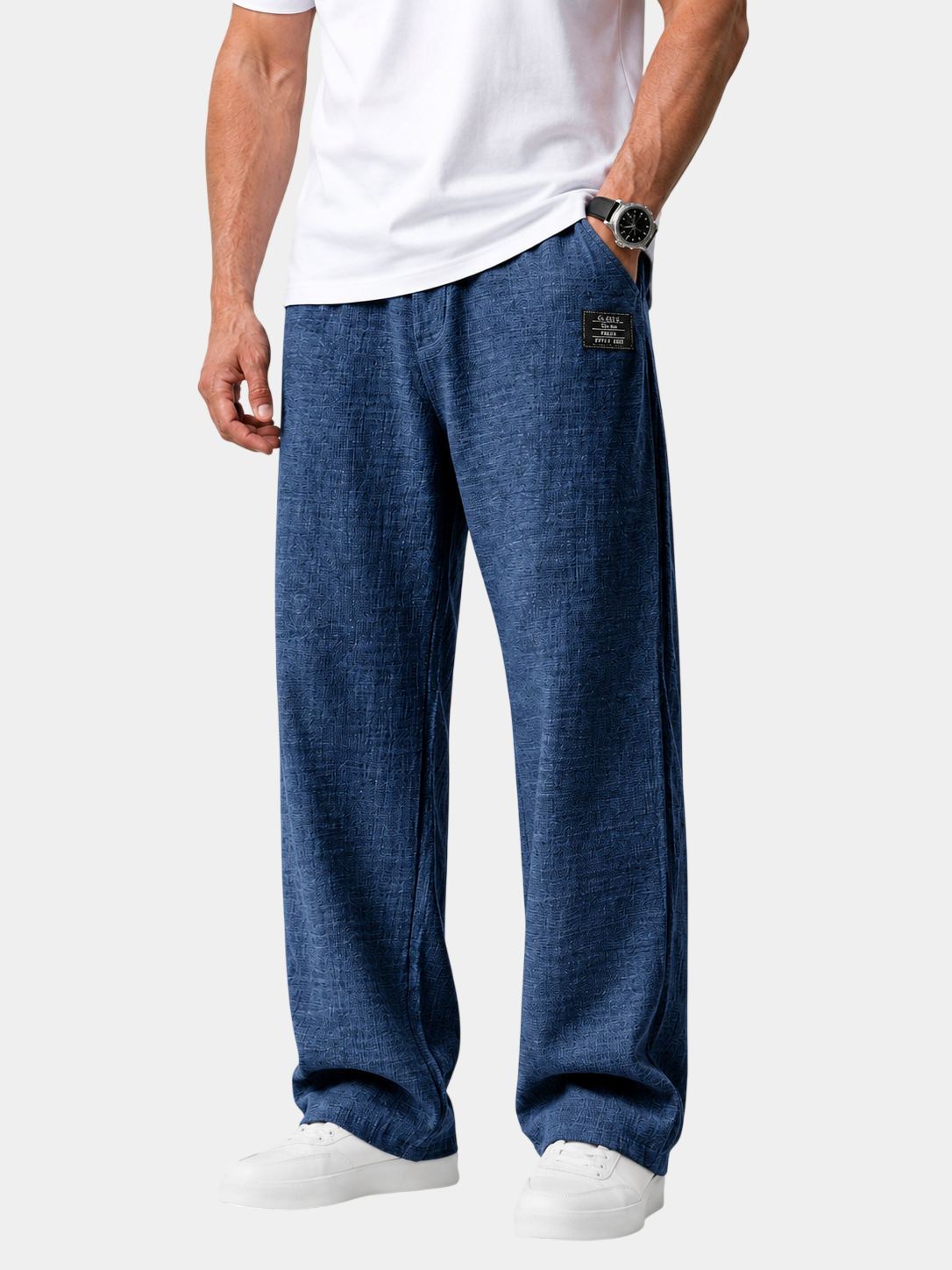 Lightweight Textured Cotton-Blend Pants