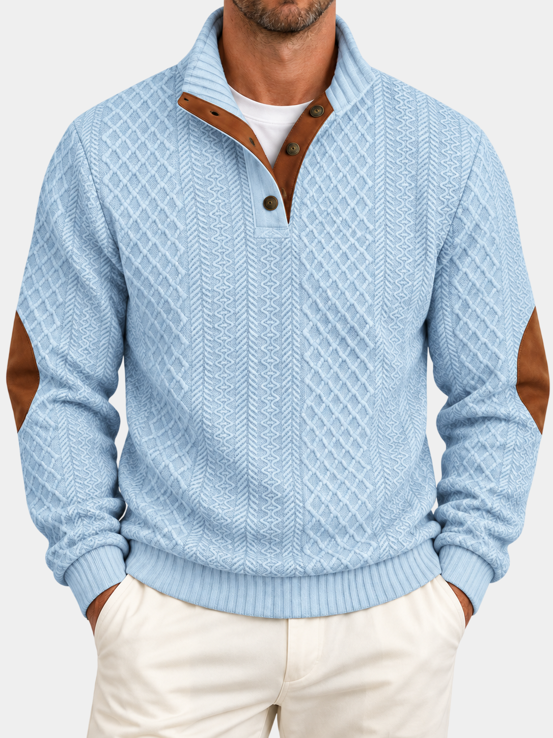 Vintage Jacquard Stand Collar Pullover Sweatshirt