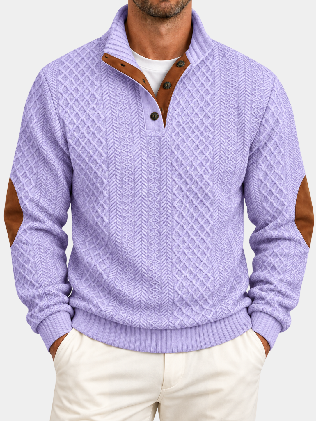 Vintage Jacquard Stand Collar Pullover Sweatshirt