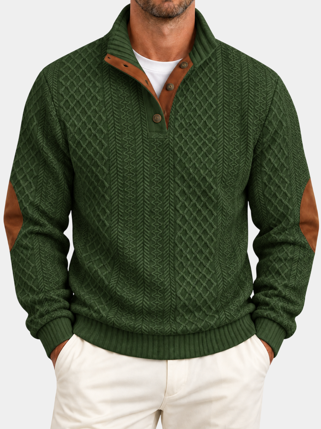 Vintage Jacquard Stand Collar Pullover Sweatshirt