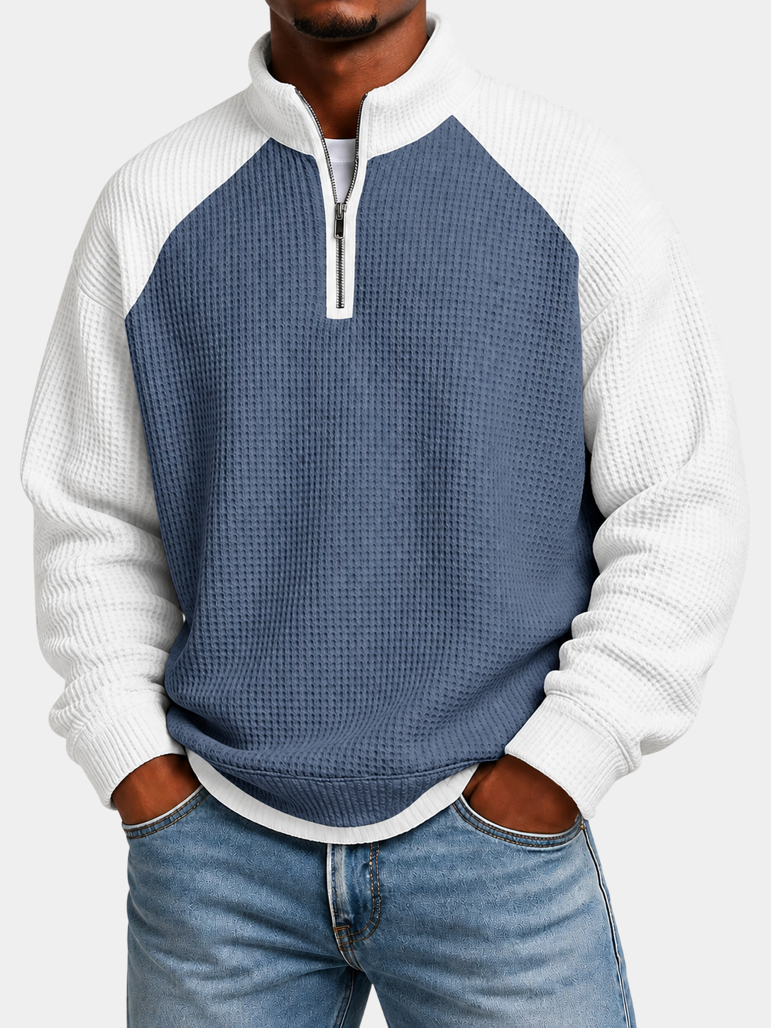 Urban Colorblock Waffle Textured Pullover