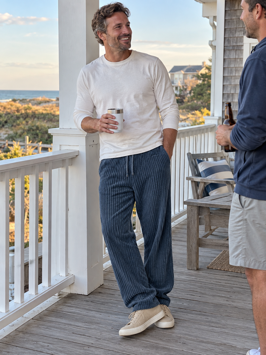 Relaxed Fit Corduroy Drawstring Pants