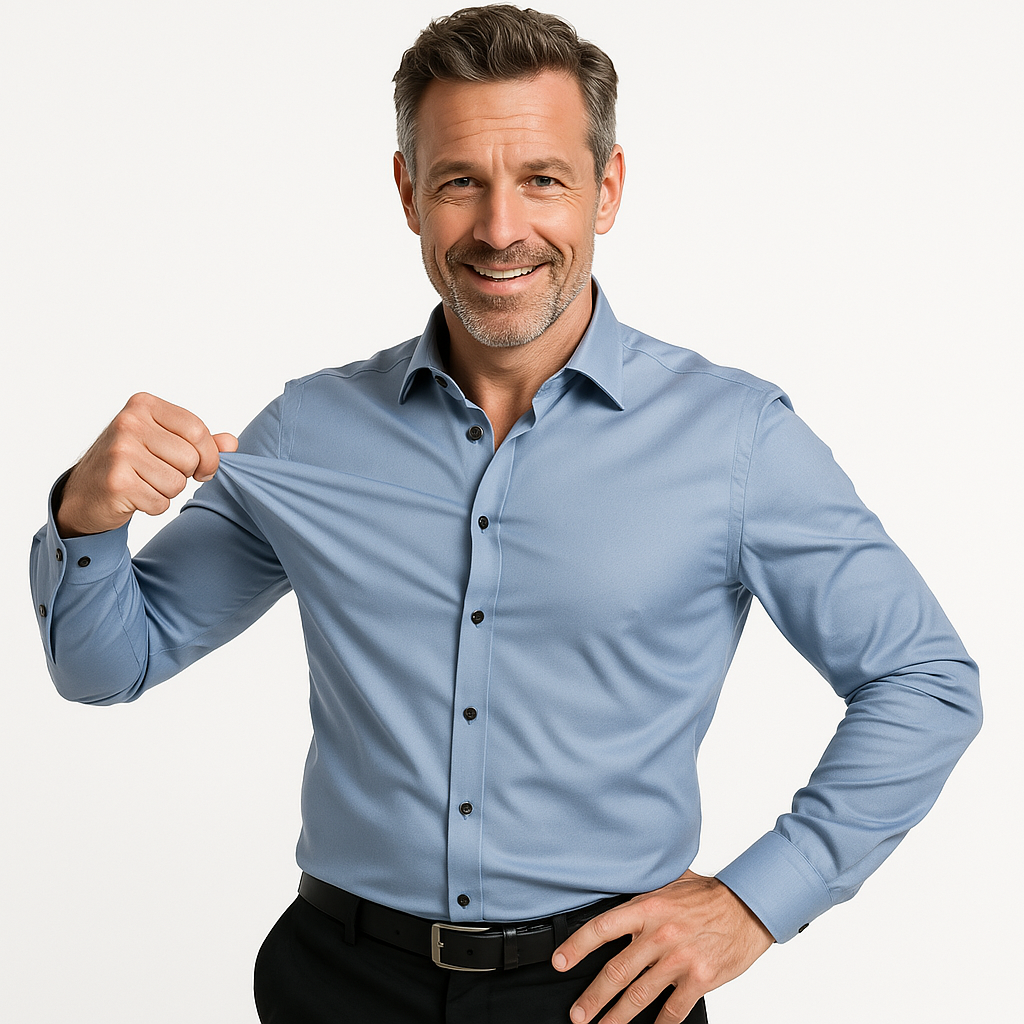 3 Pcs Men's Elastic Dress Shirts, Slim Fit Long Sleeves Shirts