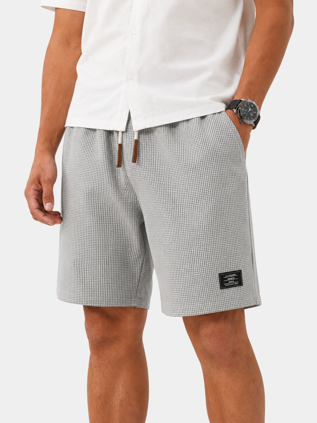 Waffle Textured Cotton-Blend Shorts