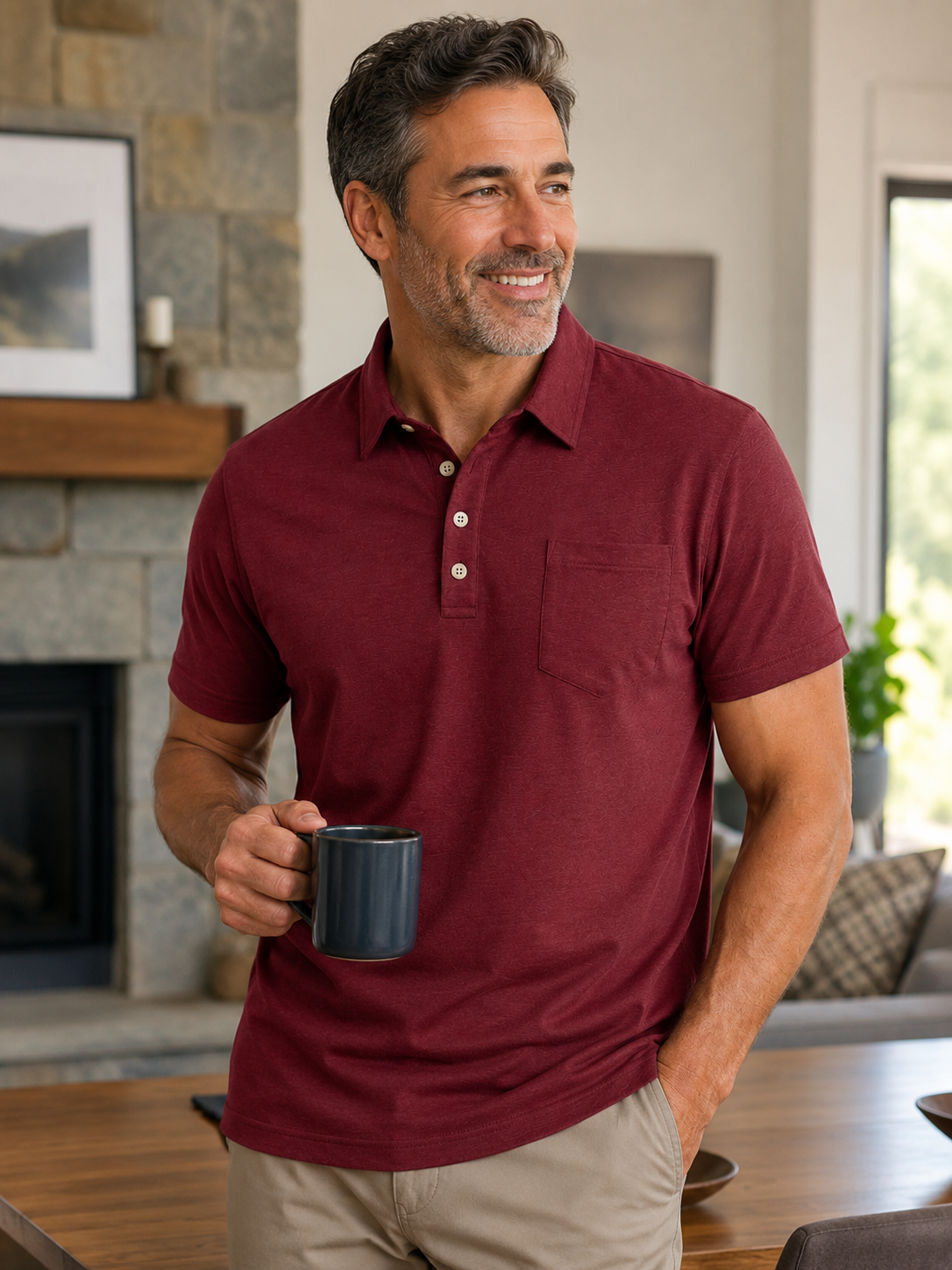 Stretch Cotton-Blend Pocket Short Sleeve Shirt