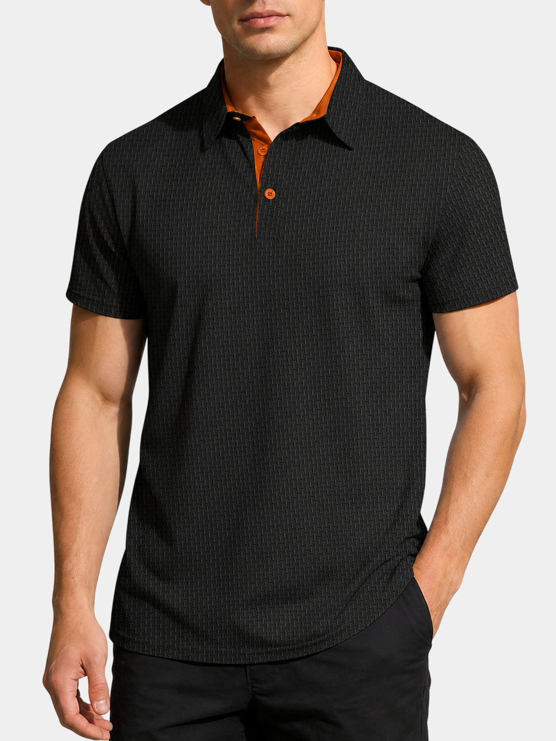 Ice-Feel Textured Stretch Polo Shirt