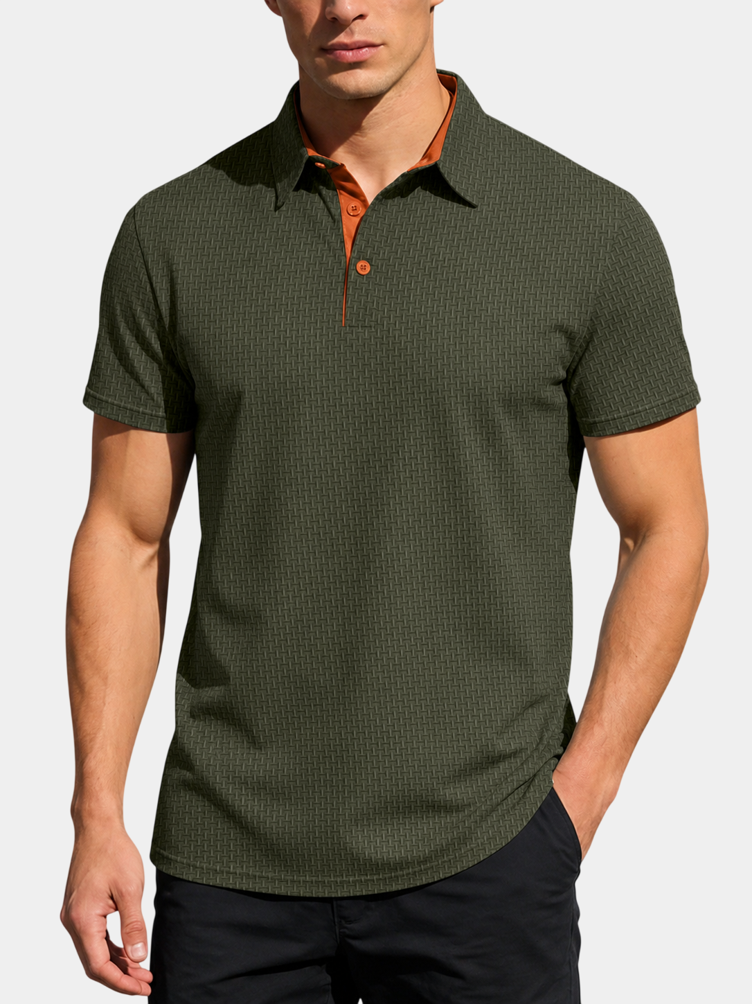 Ice-Feel Textured Stretch Polo Shirt