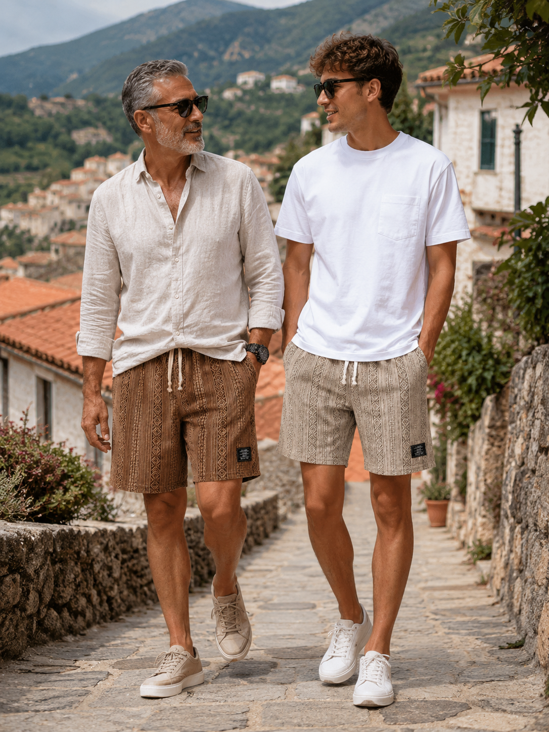Textured Jacquard Drawstring Casual Shorts