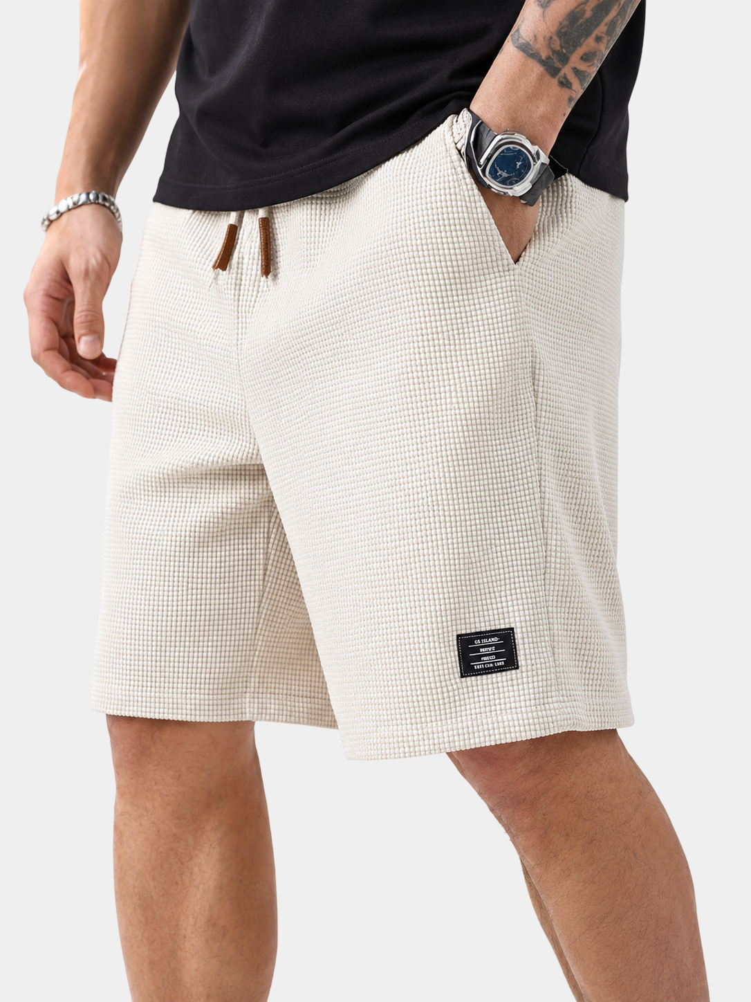 Premium Waffle Textured Cotton-Blend Shorts