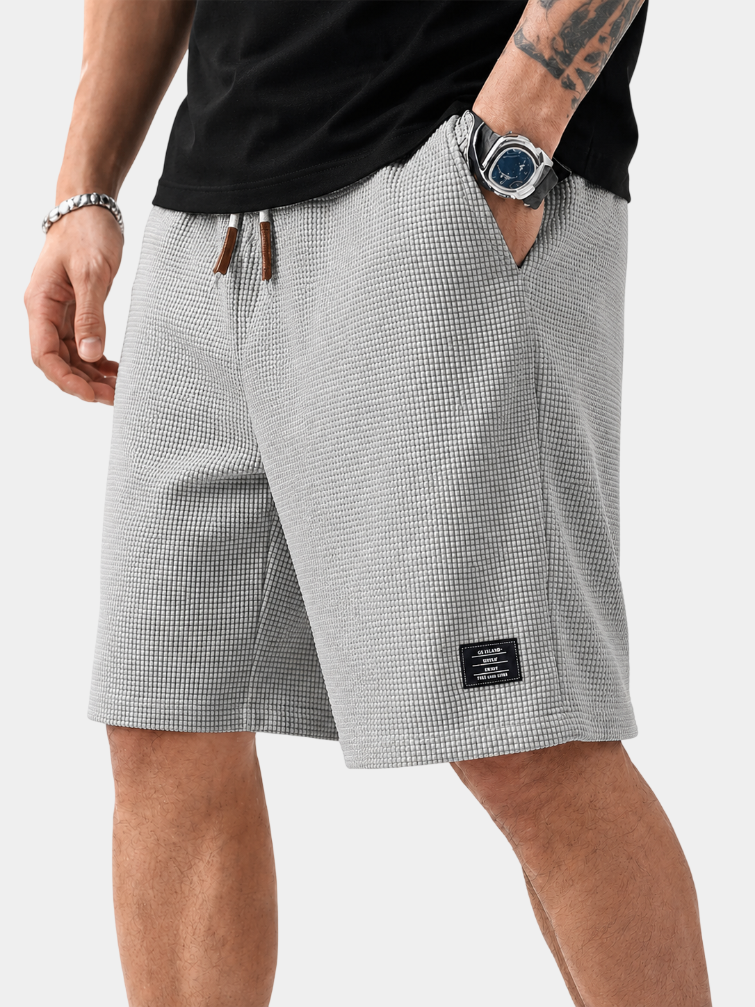 Premium Waffle Textured Cotton-Blend Shorts