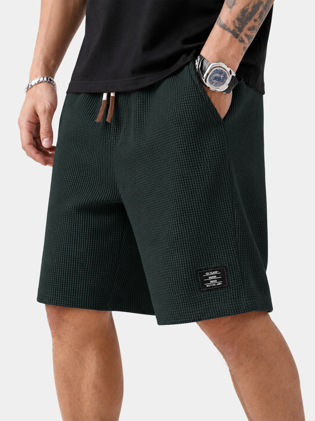 Premium Waffle Textured Cotton-Blend Shorts