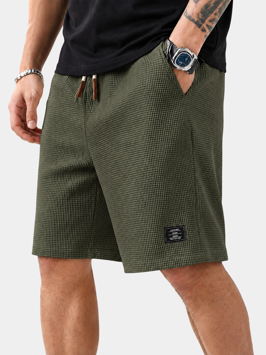 Premium Waffle Textured Cotton-Blend Shorts