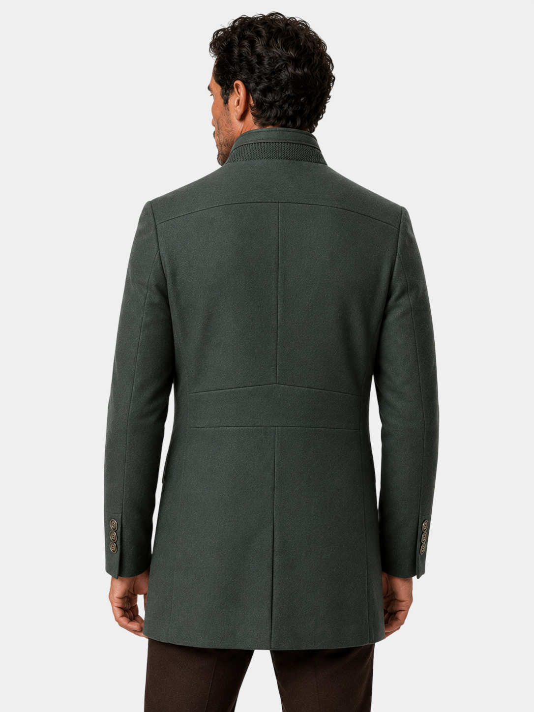 Urban Stand Collar Wool Coat With Detachable Scarf