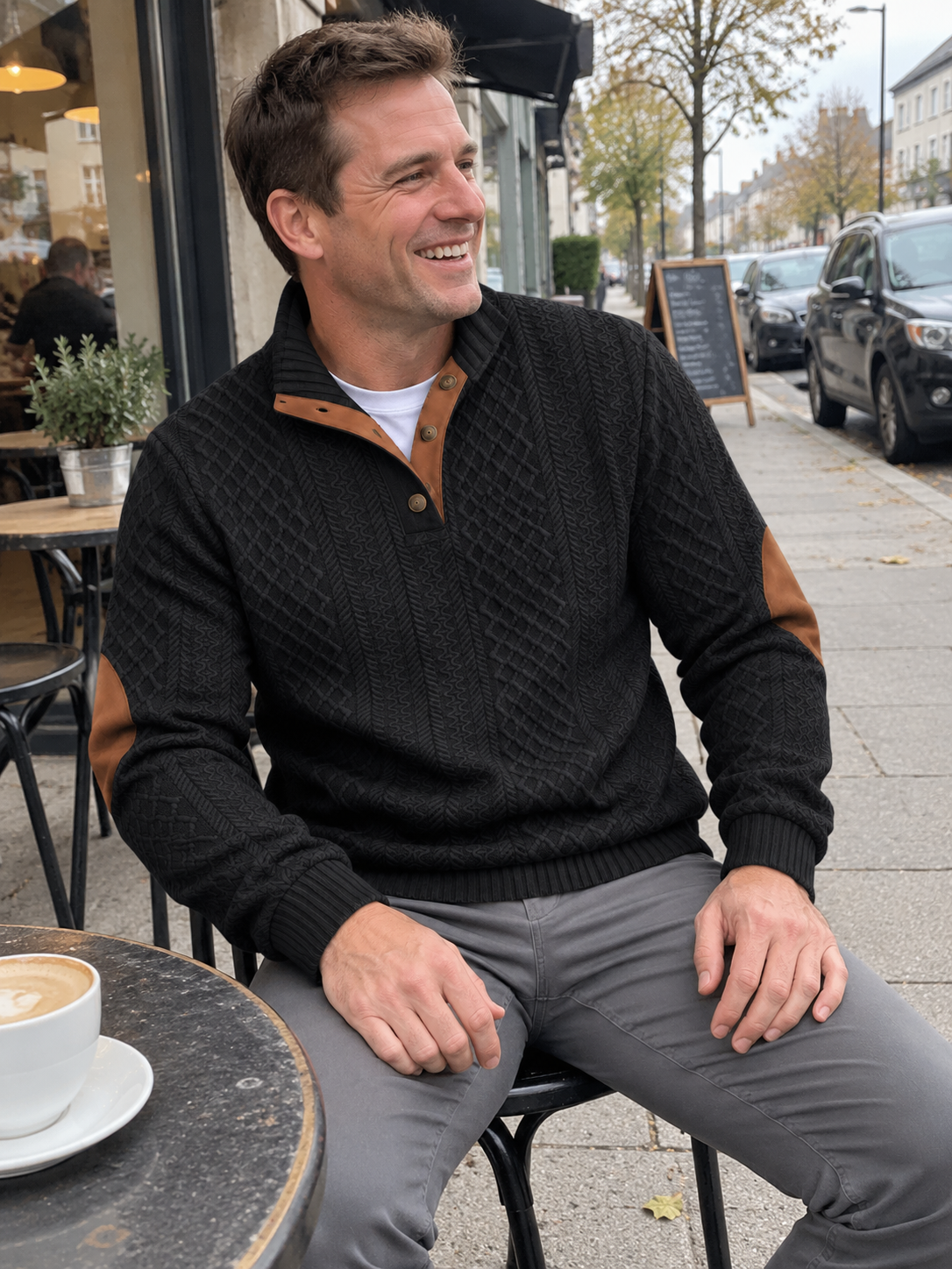 Vintage Jacquard Stand Collar Pullover Sweatshirt