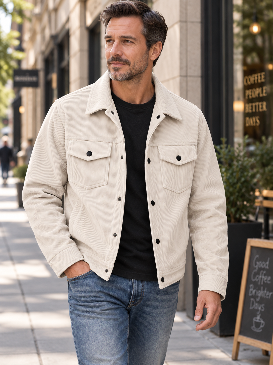 Premium Textured Corduroy Snap Button Jacket
