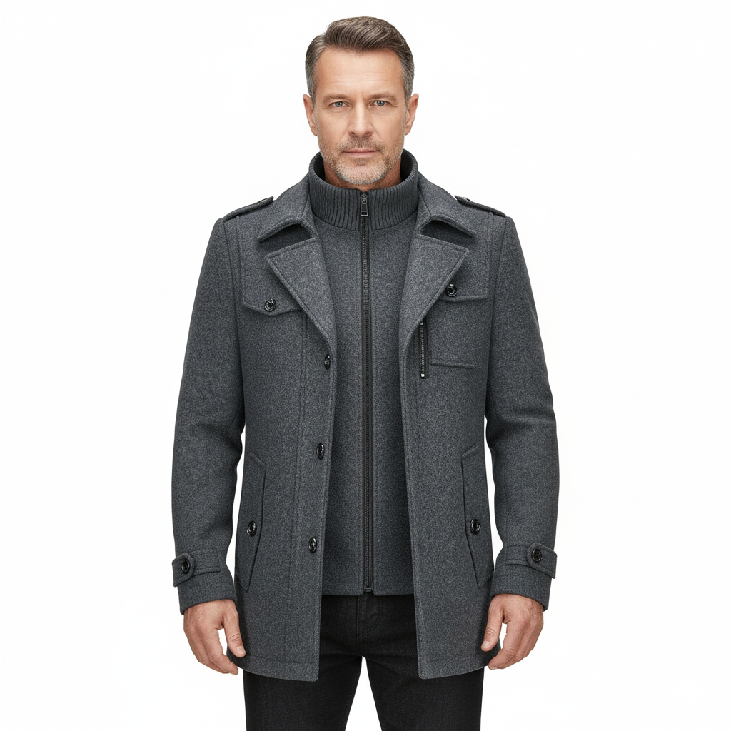 Men's Thick Double-Layer Wool Blend Coat