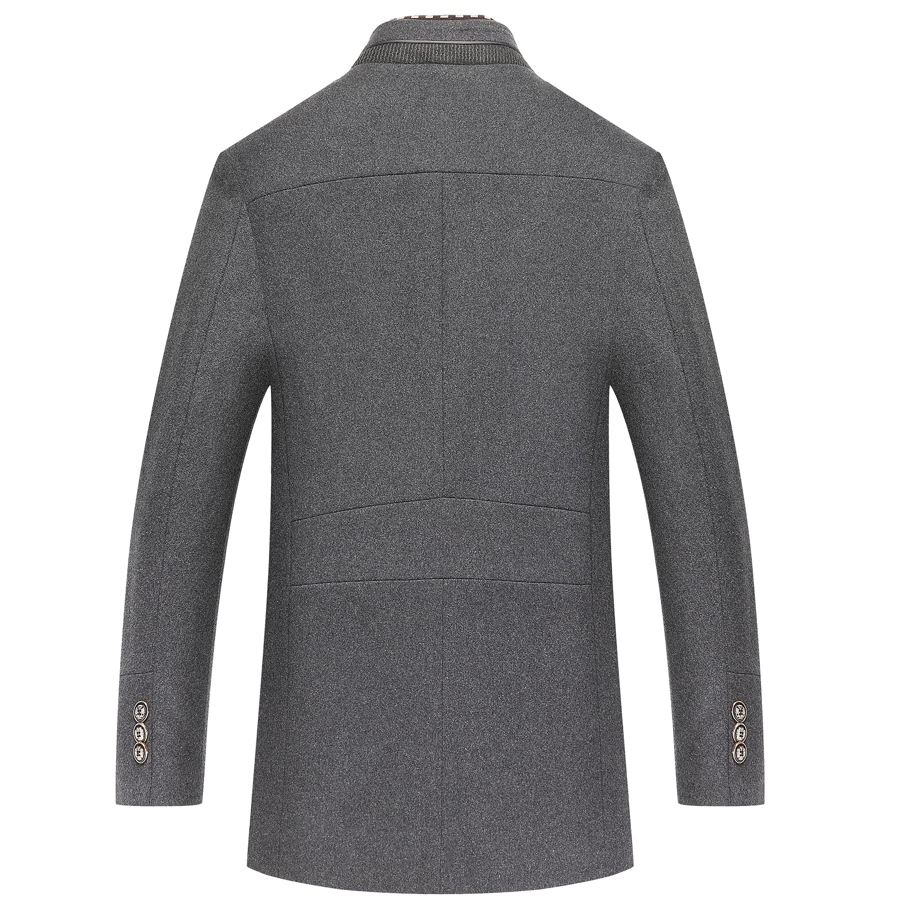Men's Winter Thick Wool Blend Coat With Detachable Scarf