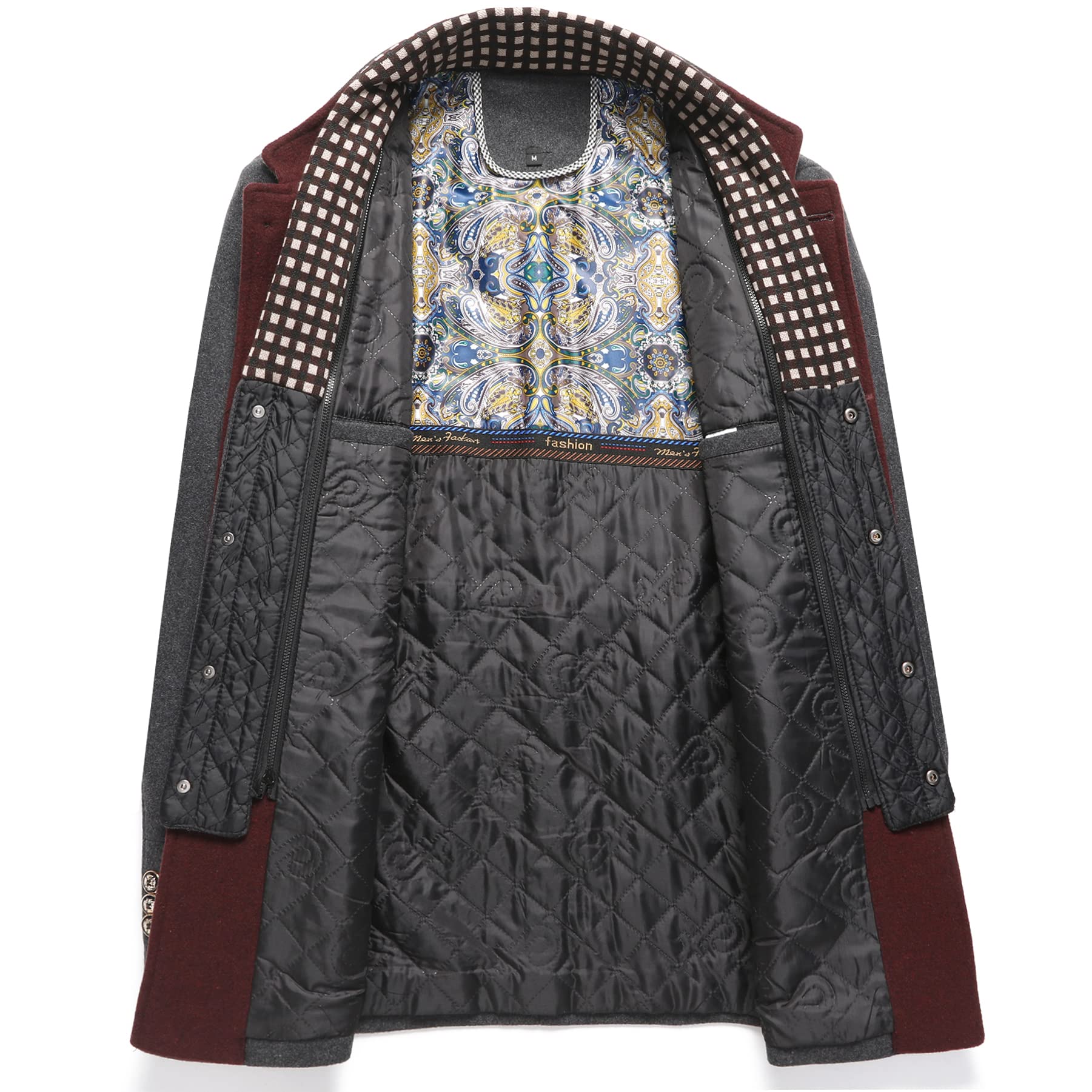 Men's Winter Thick Wool Blend Coat With Detachable Scarf