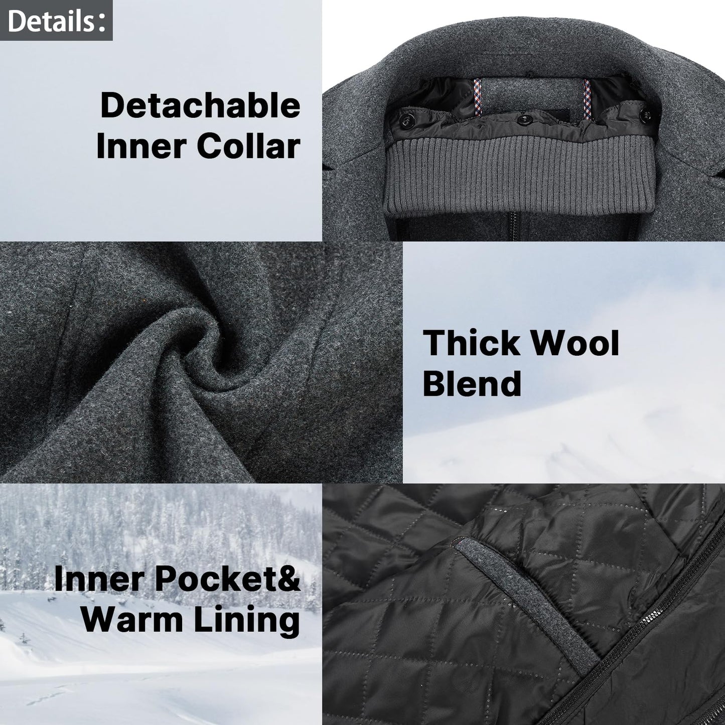 Men's Thick Double-Layer Wool Blend Coat