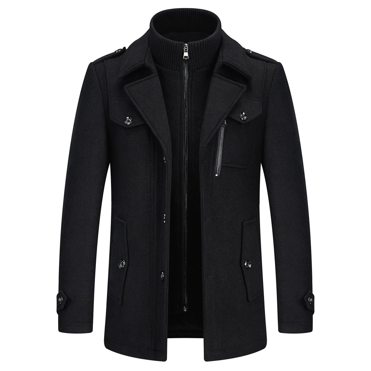 Men's Thick Double-Layer Wool Blend Coat