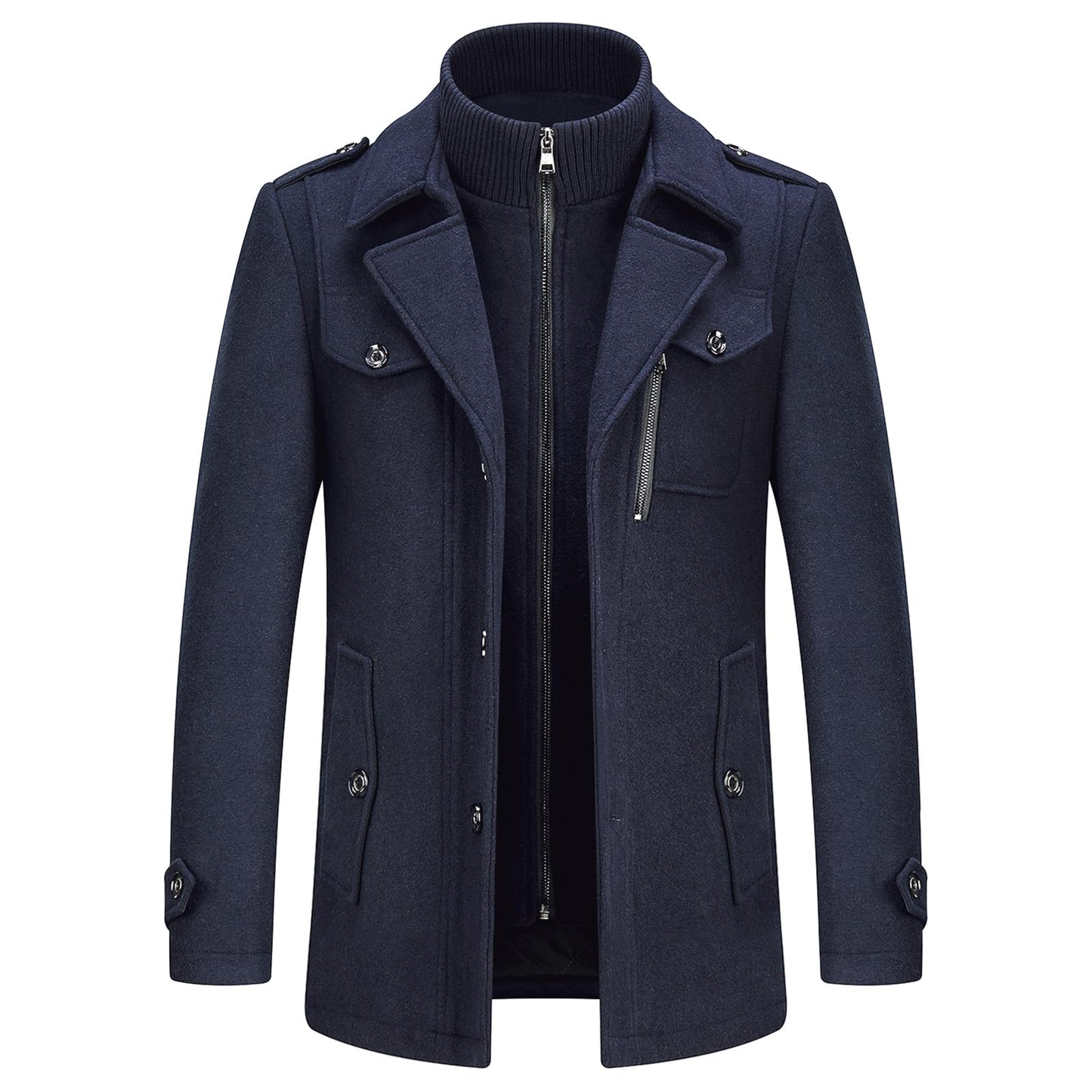 Men's Thick Double-Layer Wool Blend Coat